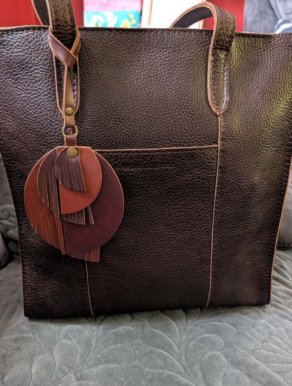 Portland Leather Large North/South Lola Crossbody Tote in Coldbrew - Picture 2 of 8